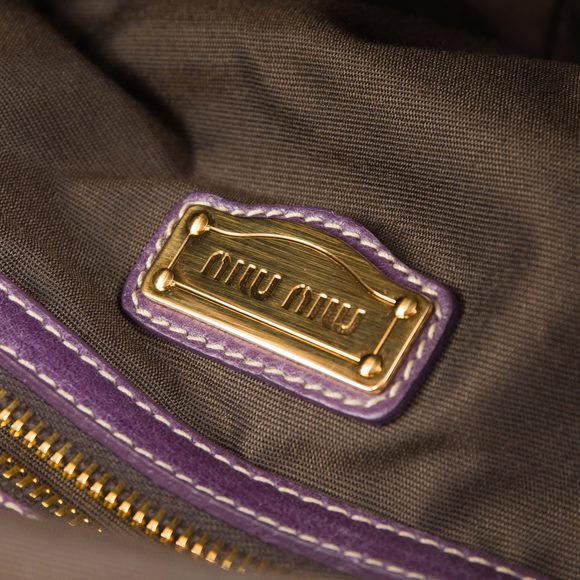 Miu Miu Purple Distressed Leather Frame Bag - Picture 5 of 10